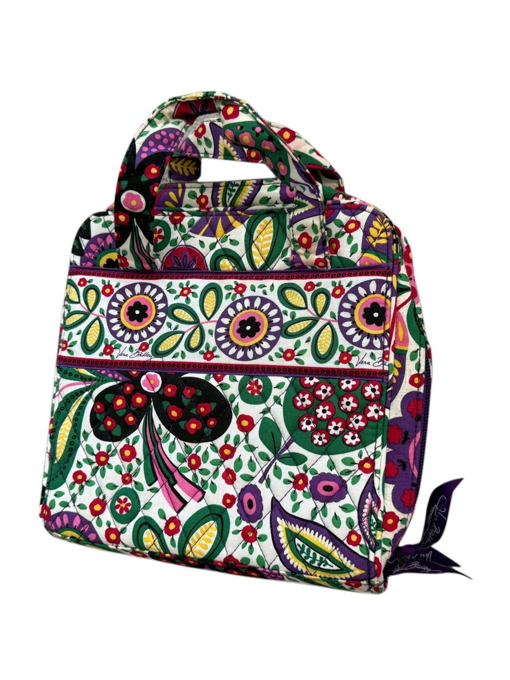 Vera Bradley Viva la Vera Quilted Print Cotton Tech Organizer Cosmetic Case